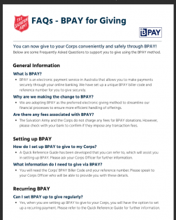 Questions & Answers about giving by BPAY